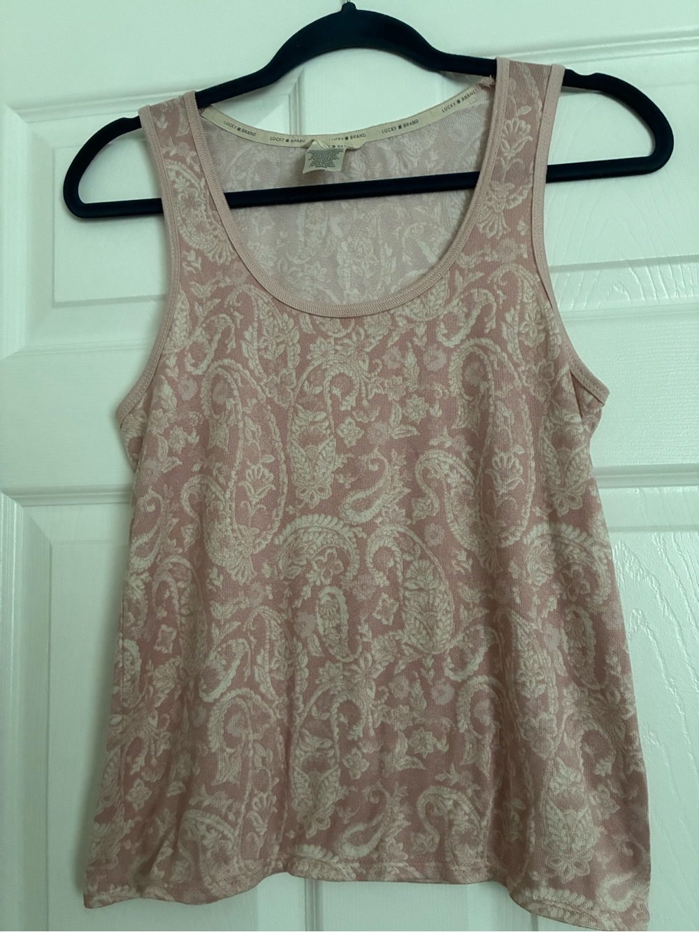 Lucky Brand Pink and Cream Paisley Tank Top